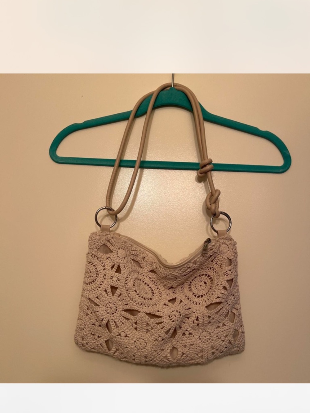 SHEIN Beige Crochet Shoulder Bag with Rope Strap